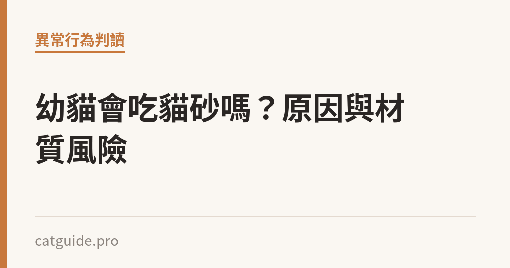 幼貓會吃貓砂嗎？原因與材質風險｜貓咪小百科